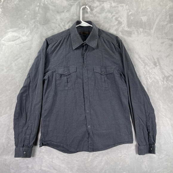 Reiss Other - Reiss Shirt men's Large Button Up Dark Gray Faded Casual Cotton Flap Pockets